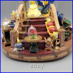 Vintage Disney Beauty And The Beast Musical Snow Globe With Fireplace Works READ