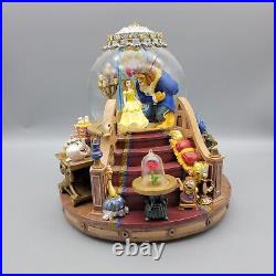 Vintage Disney Beauty And The Beast Musical Snow Globe With Fireplace Works READ