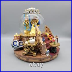 Vintage Disney Beauty And The Beast Musical Snow Globe With Fireplace Works READ