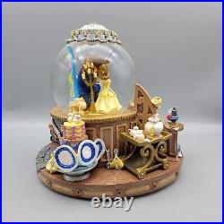 Vintage Disney Beauty And The Beast Musical Snow Globe With Fireplace Works READ