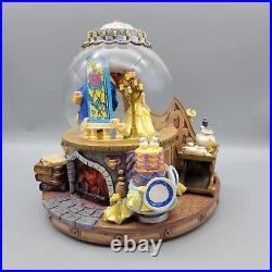 Vintage Disney Beauty And The Beast Musical Snow Globe With Fireplace Works READ