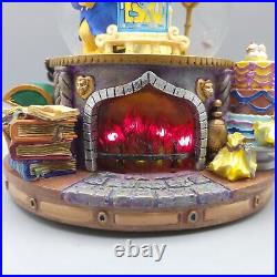 Vintage Disney Beauty And The Beast Musical Snow Globe With Fireplace Works READ