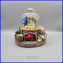 Vintage Disney Beauty And The Beast Musical Snow Globe With Fireplace Works READ