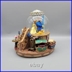 Vintage Disney Beauty And The Beast Musical Snow Globe With Fireplace Works READ