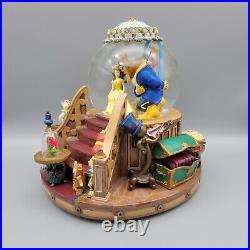 Vintage Disney Beauty And The Beast Musical Snow Globe With Fireplace Works READ