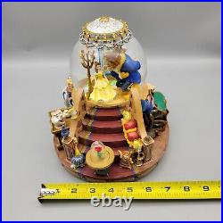 Vintage Disney Beauty And The Beast Musical Snow Globe With Fireplace Works READ