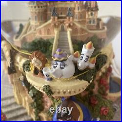 Vintage Disney Beauty & the Beast Castle Musical Theme Song Snow Globe 1991 EUC