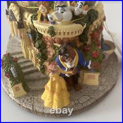 Vintage Disney Beauty & the Beast Castle Musical Theme Song Snow Globe 1991 EUC