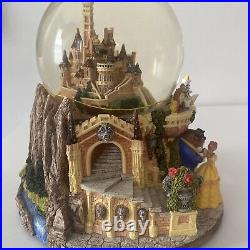 Vintage Disney Beauty & the Beast Castle Musical Theme Song Snow Globe 1991 EUC