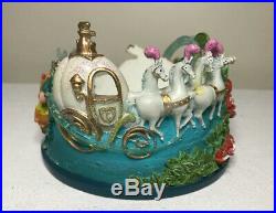 Vintage Disney Cinderella Lot Snow Globe Music Box Crystal Slipper Candle Holder