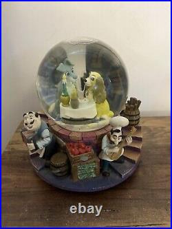 Vintage Disney Lady And The Tramp Bella Notte Musical Light-up Snow Globe TLC