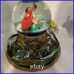 Vintage Disney Little Mermaid Musical Water Globe Ariel Lights Up And Sings