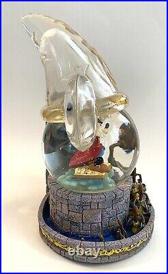 Vintage Disney Mickey Fantasia Musical Snow Globe. Sorcerers Apprentice Hat. WORKS