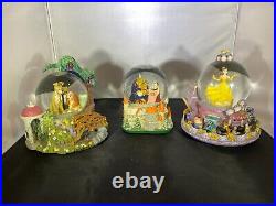 Vintage Disney Musical Snow Globe Lot of 3 Beauty & the Beast / Lady & the Tramp
