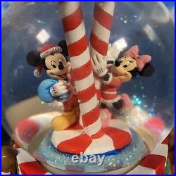 Vintage Disney Musical Snow Globe Mickey & Minnie Spinning Candyland withBox