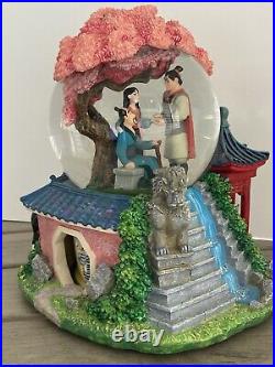 Vintage Disney Musical Snow Globe Mulan Reflection Music Box Mushu Shang