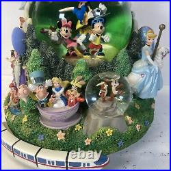 Vintage Disney Parks Mickey Mouse Multi Character Monorail Musical Snow Globe