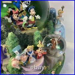 Vintage Disney Parks Mickey Mouse Multi Character Monorail Musical Snow Globe