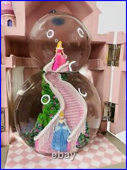 Vintage Disney Princess Opening Musical Castle Resin Snow Globe VERY RARE