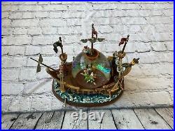 Vintage Disney Snow Globe Peter Pan Pirate Ship, Musical Disney Collectible