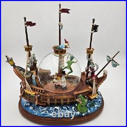 Vintage Disney Snow Globe Peter Pan Pirate Ship, Musical Disney Collectible