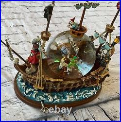 Vintage Disney Snow Globe Peter Pan Pirate Ship, Musical Disney Collectible