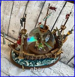 Vintage Disney Snow Globe Peter Pan Pirate Ship, Musical Disney Collectible