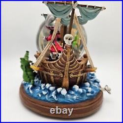 Vintage Disney Snow Globe Peter Pan Pirate Ship, Musical Disney Collectible