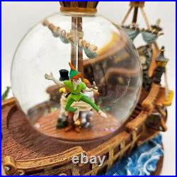 Vintage Disney Snow Globe Peter Pan Pirate Ship, Musical Disney Collectible