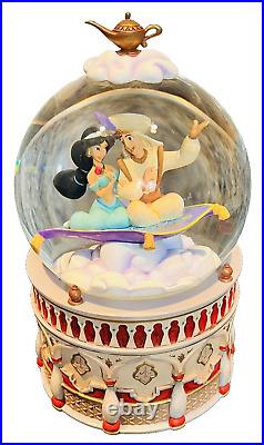 Vintage Disney's Aladdin & Jasmine Jumbo Musical Snow Globe -Disney Store 11