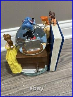 Vintage Walt Disney Snow Globe Book Ends Both Musical & Works