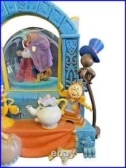 Vtg 91 Disney Store Beauty & The Beast Snow Globe Musical Lumiere VIDEO BELOW