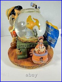 Vtg Disney Pinocchio Toyland Fishbowl Cleo Figoro Musical Snow Globe With Box