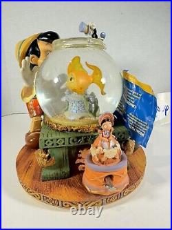 Vtg Disney Pinocchio Toyland Fishbowl Cleo Figoro Musical Snow Globe With Box