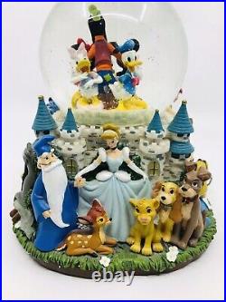WOD Disney Characters Castle Double Snow Globe Music with Orig Box LIKE NEW