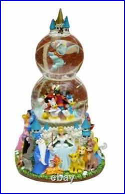Walt Disney A Magical Gathering Musical Lights & Moving Double Snow Globe WithBox