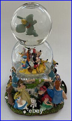 Walt Disney Music Company Double Snow Globe Princesses/Castle/Mickey Mouse READ