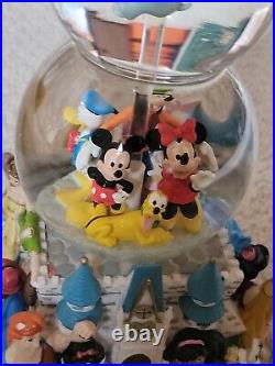 Walt Disney Music Company Double Snow Globe Princesses Castle Mickey Works Great