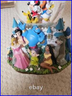 Walt Disney Music Company Double Snow Globe Princesses Castle Mickey Works Great