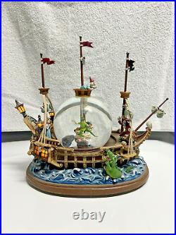 Walt Disney Peter Pan musical Snow Globe You Can Fly! Pirate Ship Captain Hook