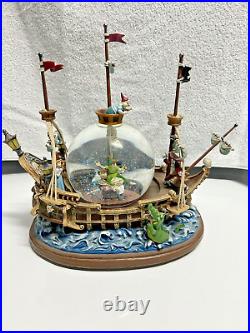 Walt Disney Peter Pan musical Snow Globe You Can Fly! Pirate Ship Captain Hook