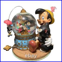 Walt Disney Pinocchio Figaro Magic Musical Animated Snow Globe Brahms Waltz Work