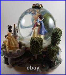 Walt Disney Princess Snow Globe Musical Ariel Snow White Belle Cinderella EUC