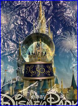 Walt Disney World 50th Anniversary Cinderella Castle MUSICAL Snow Globe
