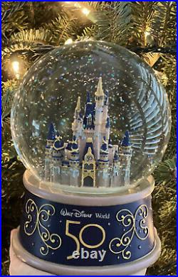 Walt Disney World 50th Anniversary Cinderella Castle MUSICAL Snow Globe