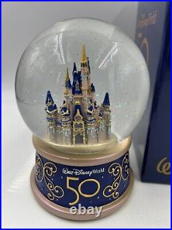 Walt Disney World 50th Anniversary Cinderella Castle Water Musical Snow Globe