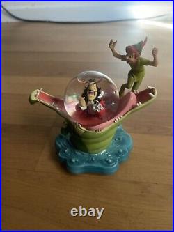 Walt Disney World Peter Pan Tick Tock Musical Snow Globe Plays You Can Fly READ