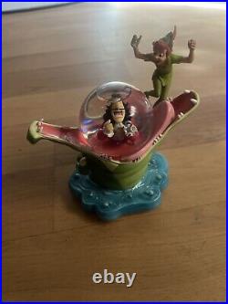 Walt Disney World Peter Pan Tick Tock Musical Snow Globe Plays You Can Fly READ