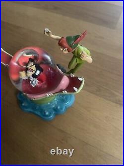 Walt Disney World Peter Pan Tick Tock Musical Snow Globe Plays You Can Fly READ