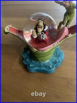 Walt Disney World Peter Pan Tick Tock Musical Snow Globe Plays You Can Fly READ